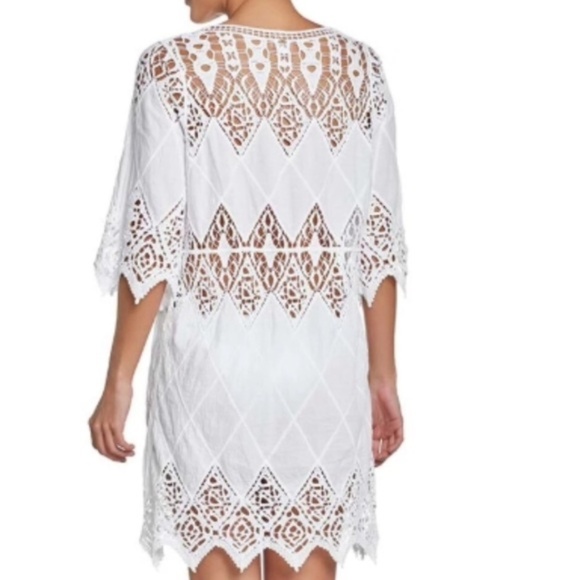 NWOT Pilyq Lisi Crochet Lace Cut Out Coverup Dress in Water Lily XS/S - Picture 2 of 3